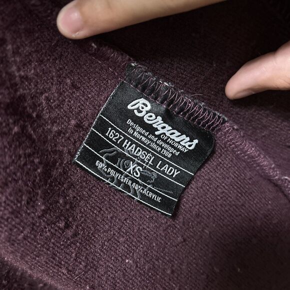 BERGANS OF NORWAY Hadsel Lady Jacket Coat Women's XS Fleece Hooded Purple Zip Up - Picture 12 of 16